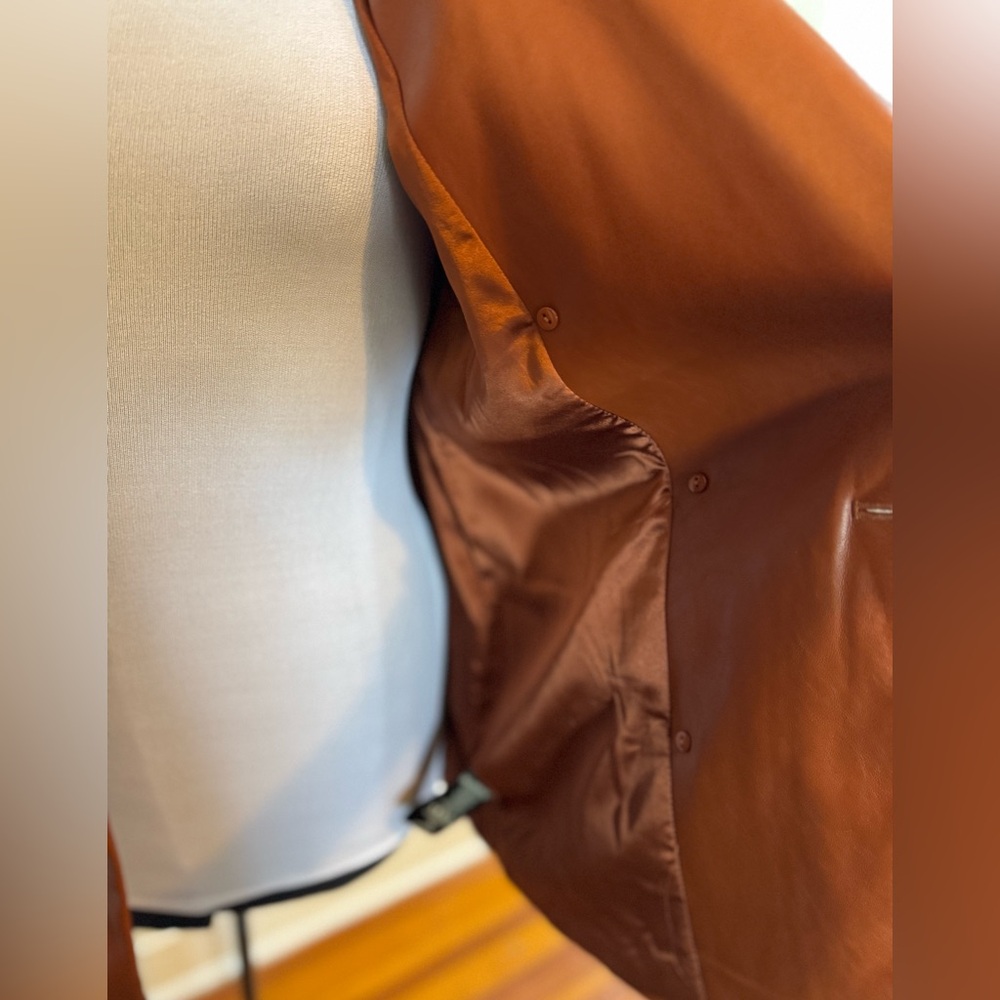 BLANKNYC Faux Leather Double-Breasted Blazer โ Rich Mocha - Picture 6 of 12